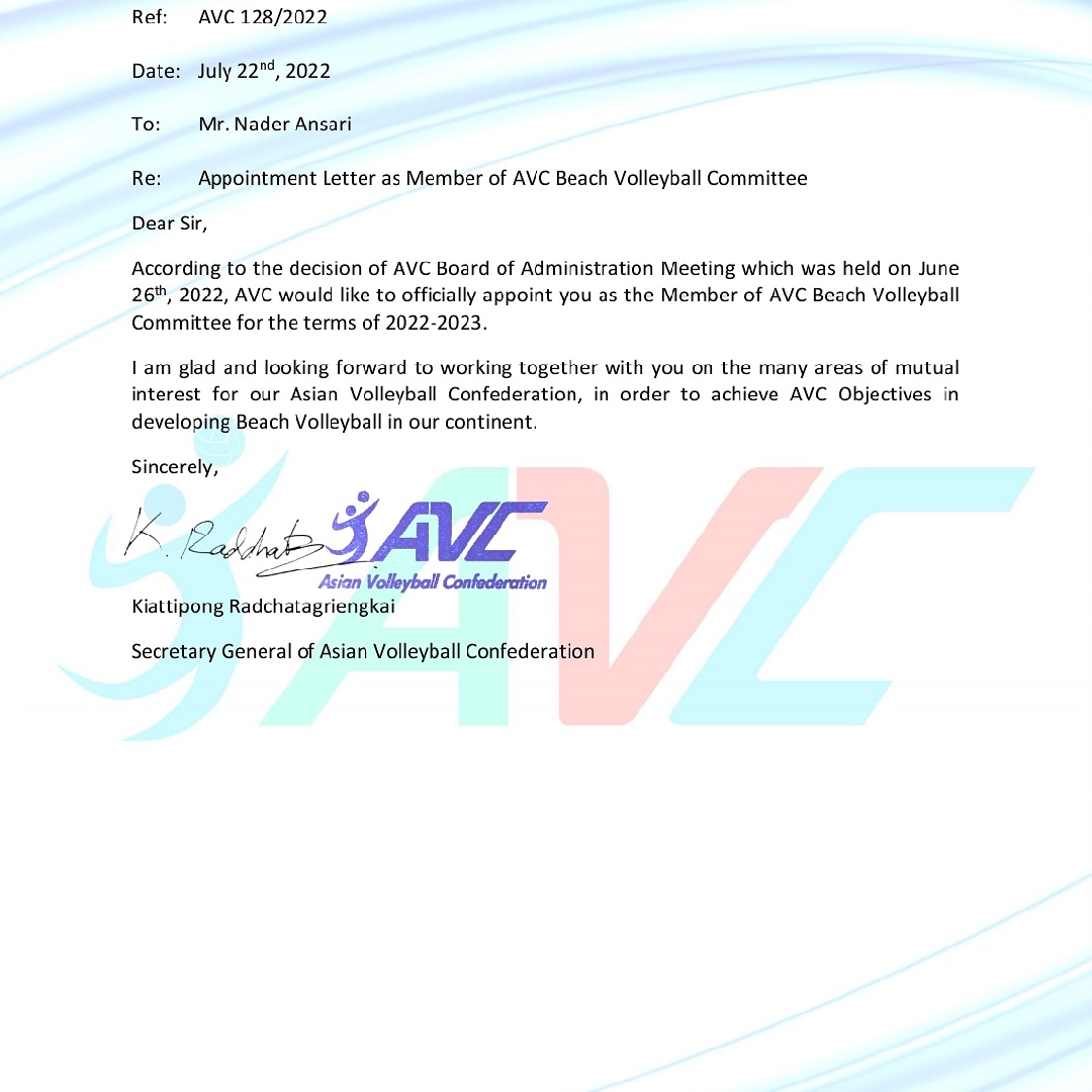 عضویت کارشناس ورزشی فرهنگسرای رسانه در کمیته والیبال ساحلی آسیا