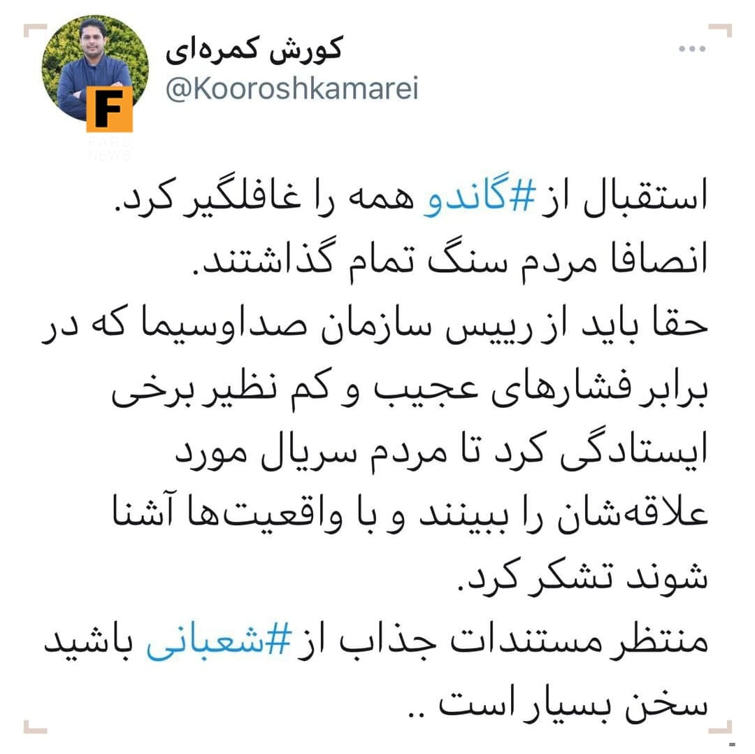 امینی: سریال گاندو «دروغ» نبوده و نیست امینی: سریال گاندو «دروغ» نبوده و نیست