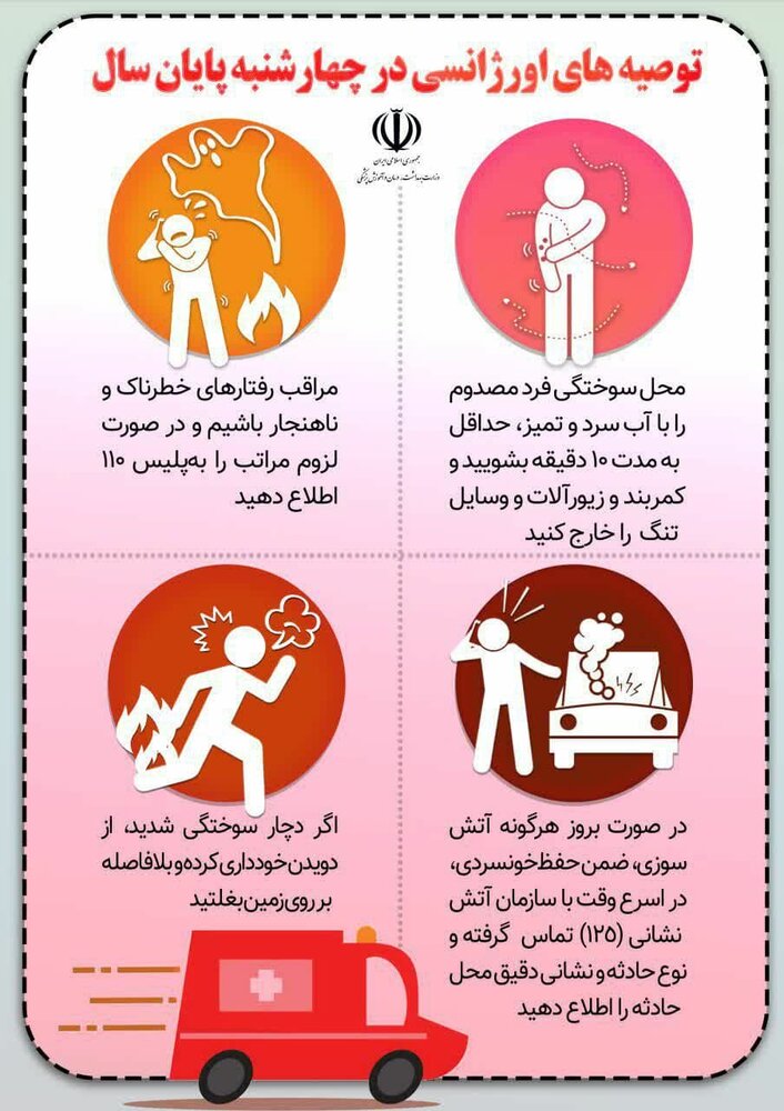 توصیههای اورژانسی برای آخرین چهارشنبه سال توصیههای اورژانسی برای آخرین چهارشنبه سال