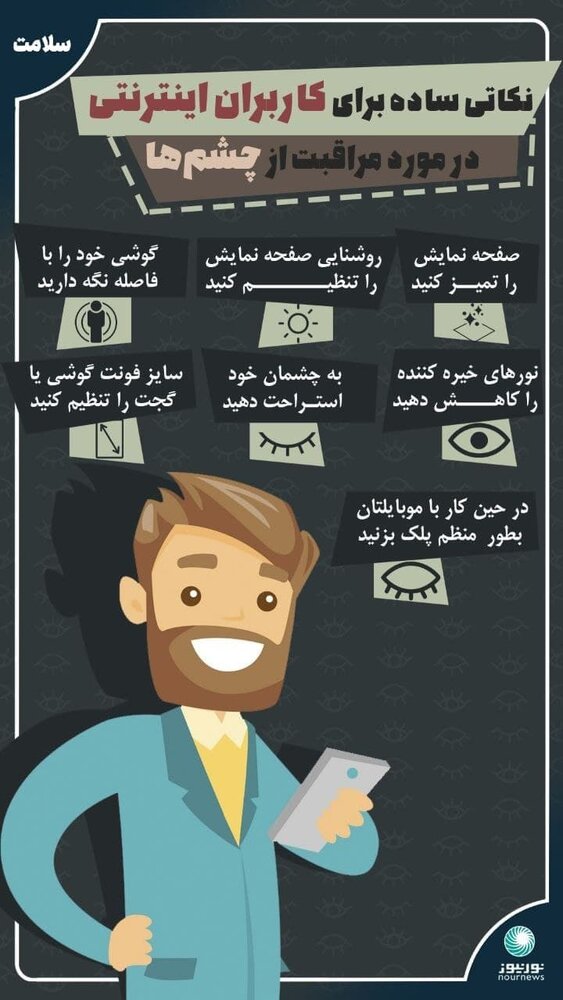 اینفوگرافیک | ۷ راه حل ساده برای مراقبت از چشمها در فضای مجازی اینفوگرافیک | ۷ راه حل ساده برای مراقبت از چشمها در فضای مجازی
