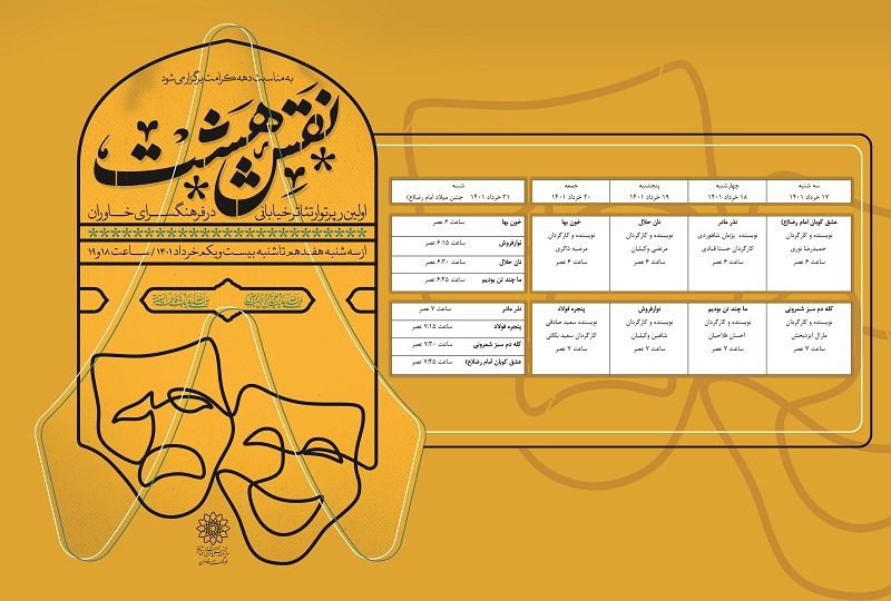 برنامه اجراهای اولین رپرتوار تئاتر خیابانی «نقش هشت» اعلام شد///