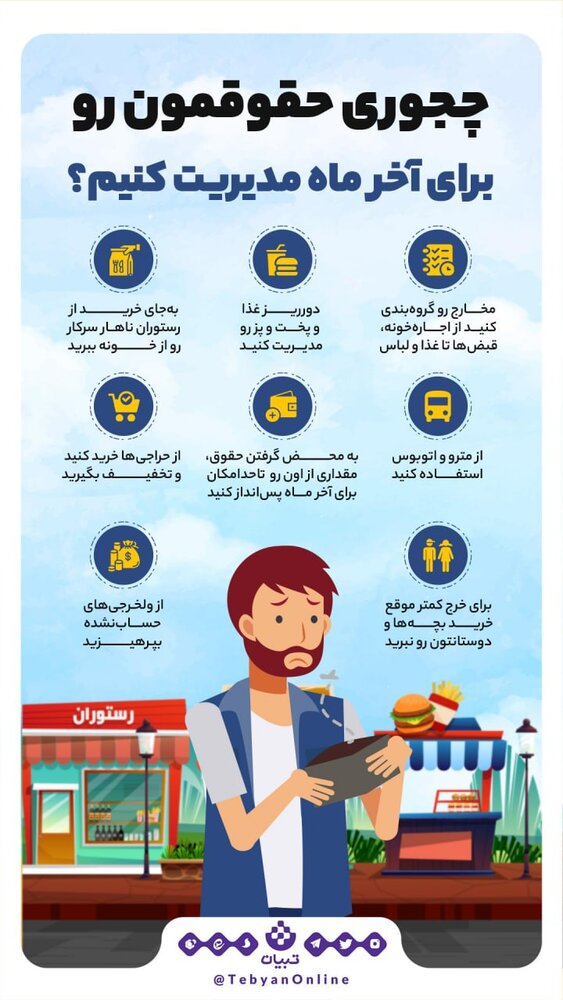 اینفوگرافیک | توصیه‌های سایت وابسته به سازمان تبلیغات اسلامی برای مدیریت حقوق ماهانه