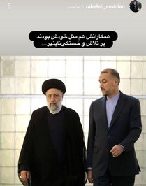 راحله امینیان ـ مجری زن صداوسیما ـ هم از نخستین افرادی بود که با انتشار تصاویری به شهادت ابراهیم رییسی واکنش نشان دادند.

